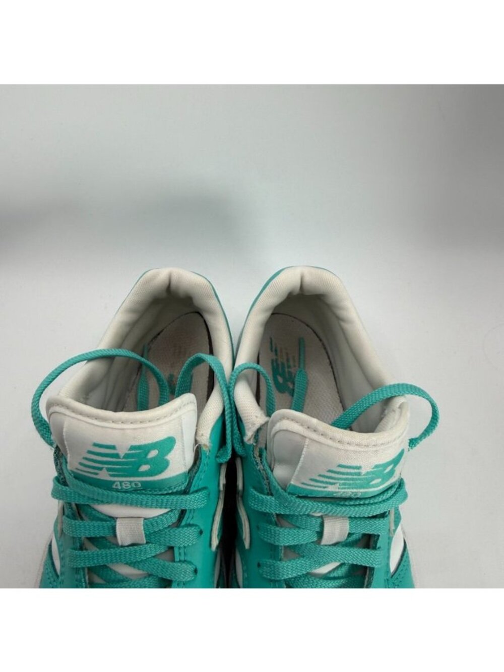 New Balance 480 Kids Sneakers Teal & White Size 1 US Lace-Up Cushioned Sole - Picture 3 of 8